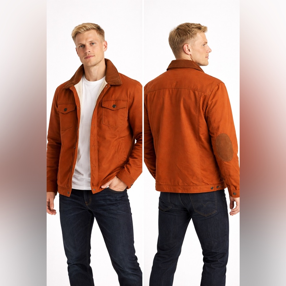 Aeropostale Men's Rust Sherpa-Lined Jacket